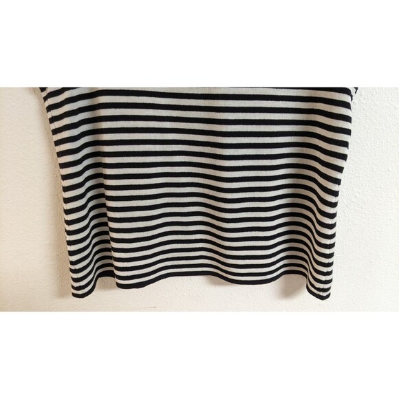 ST. JOHN Sport Black & White Striped Sleeveless Wool/Rayon Blend Knit Top LG - Picture 7 of 9